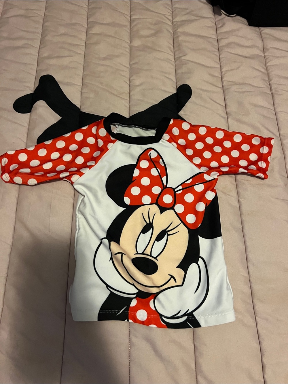 Minnie Mouse Red Polka Dot Rash Guard swim Top size 2T